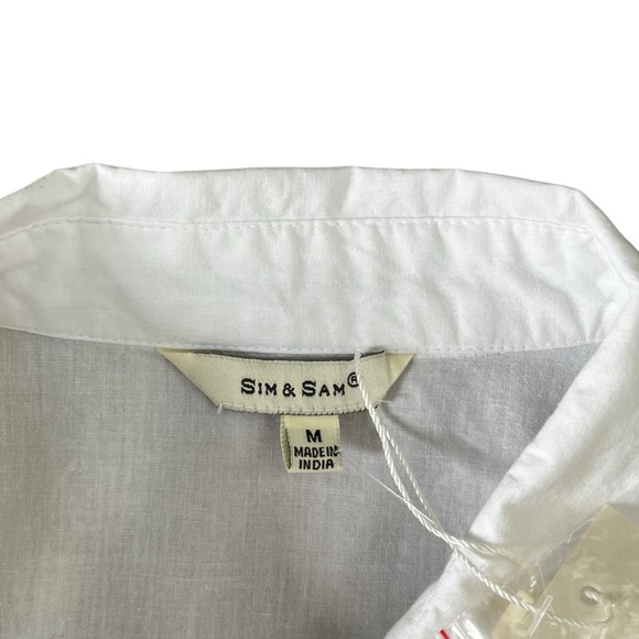 Sim & Sam New Women’s Medium White Ruffle Button Up Sleeveless Top Front Tie - Picture 6 of 8